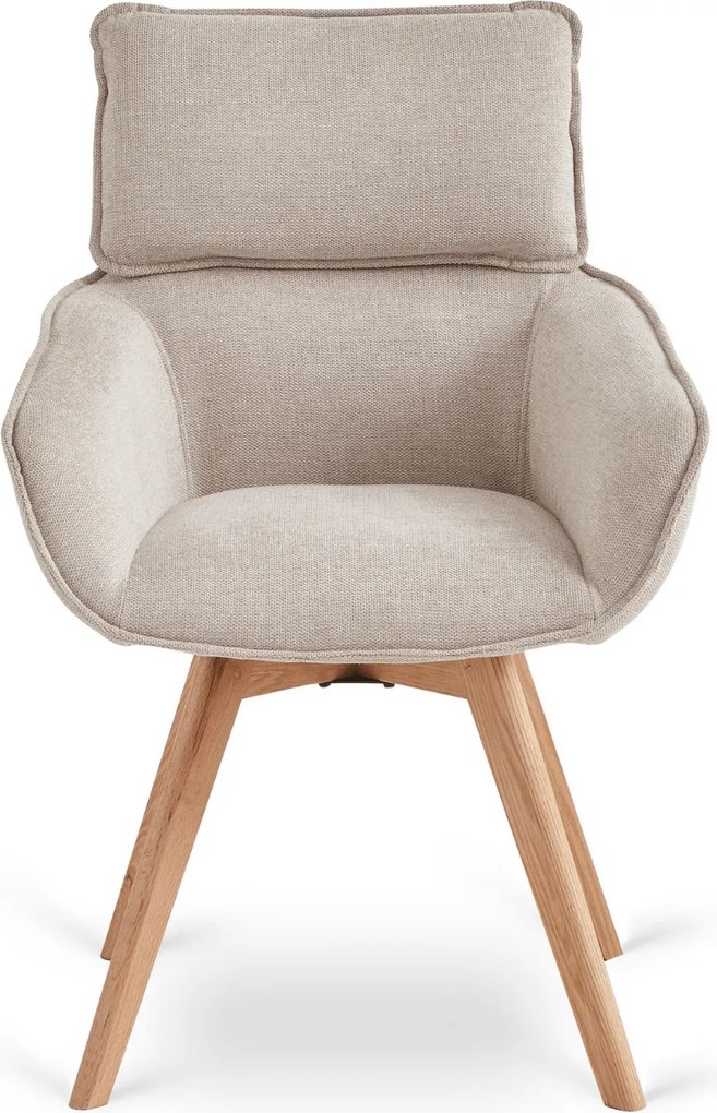 Krzesło Tapicerowane Obrotowe DIAS Beżowe Nowoczesne