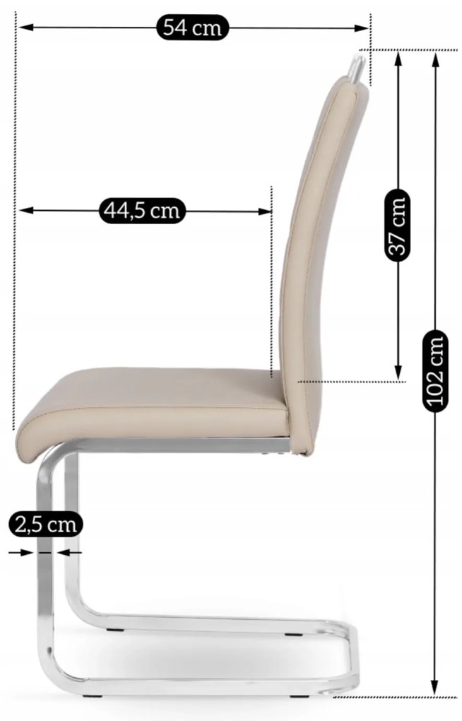 Krzesło Tapicerowane do Jadalni LOCA Beżowe Na Płozach Ekoskóra Nowoczesne