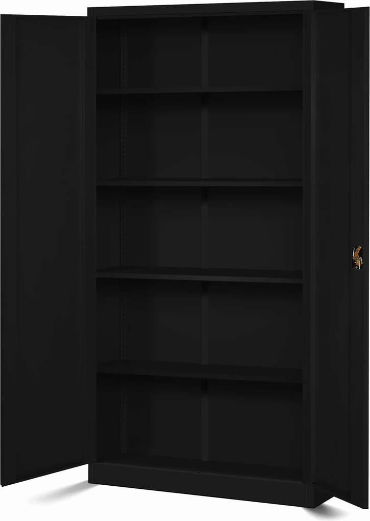 Zestaw 4x szafa biurowa metalowa na akta czarna, 900x1850x400 mm: JAN