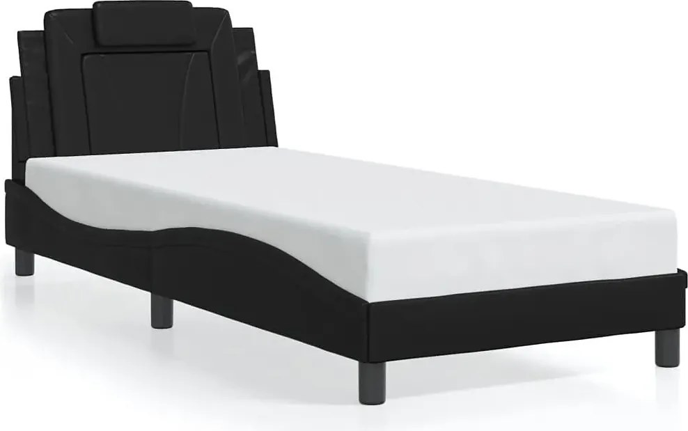 Nowoczesne czarne łóżko z oświetleniem LED 90x200 S7-D87
