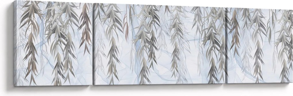 Obraz - Gałązki wierzby na niebieskim tle (170x50 cm)