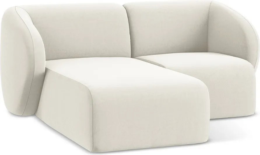 Beżowy aksamitny narożnik (lewostronny/z szezlongiem) Lani – Makamii