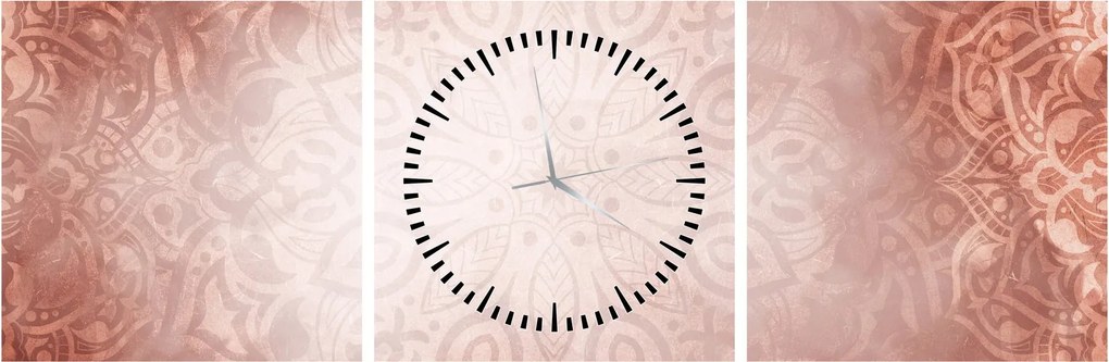 Obraz - Różowa mandala (z zegarem) (90x30 cm)