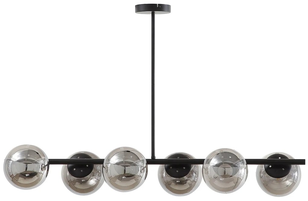 Lampa metalowa - 6 kul z przyciemnianego szkła - dł. 98 cm - Czarny - YUKON
