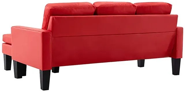 3-osobowa sofa z ekoskóry z podnóżkiem czerwona - Lencor 4Q