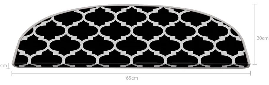 Czarno-białe dywaniki na schody zestaw 16 szt. 20x65 cm Madalyon – Vitaus
