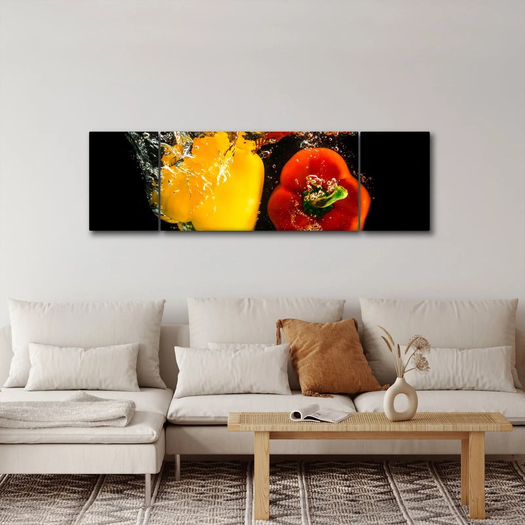 Obraz - papryki w wodzie (170x50 cm)