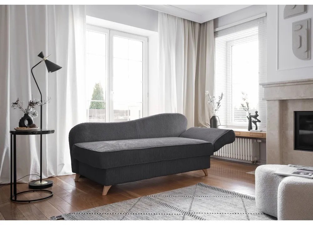 Szary sztruksowy szezlong (prawostronny) Chic Charlotte – Miuform