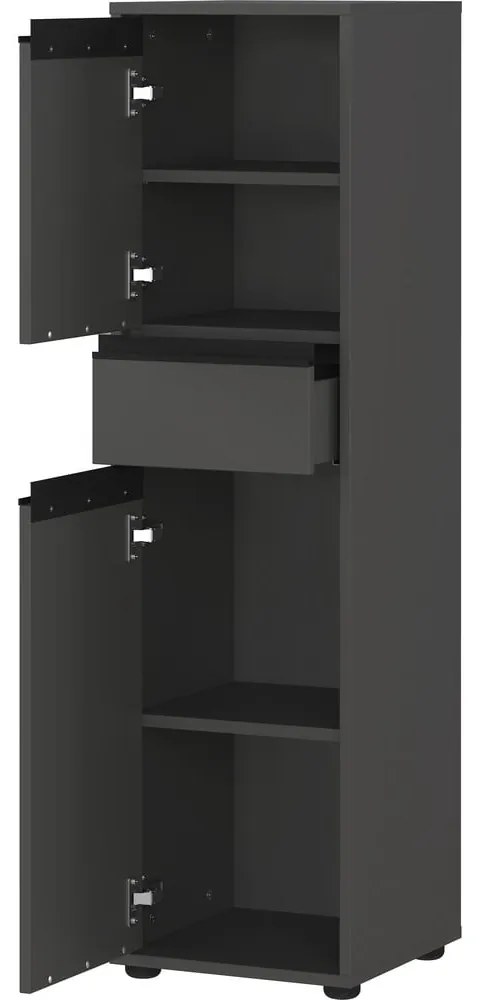 Antracytowa wysoka wąska szafka łazienkowa 33x121 cm Lemont – Germania
