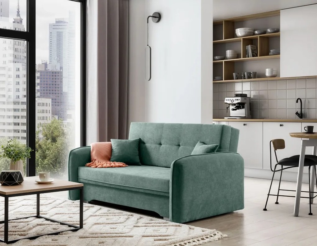PROMOCJA Rozkładana 2-osobowa sofa LAINE, zielona II jakość