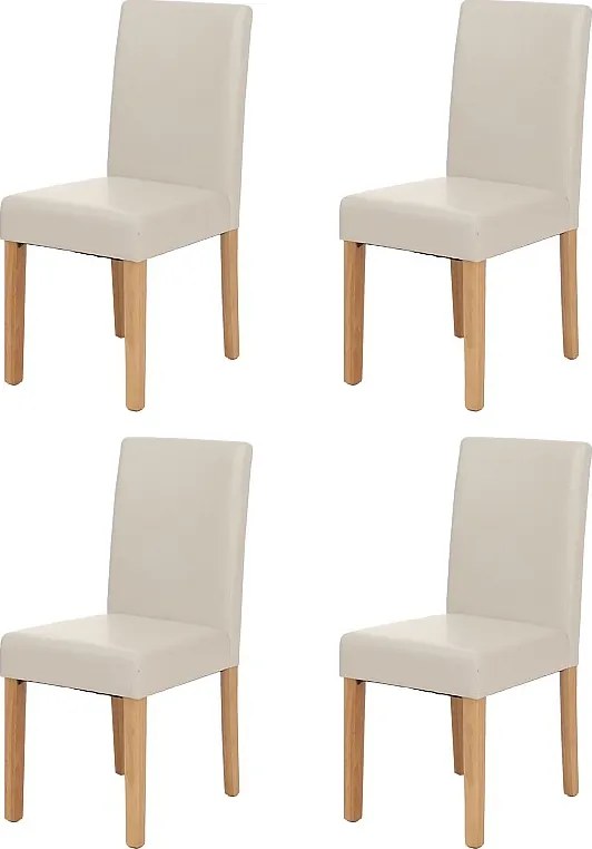 Krzesło do jadalni Littau (zestaw 4 sztuk),  imitacja skóry, białe, jasne nogi