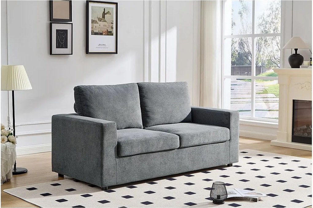 Sofa rozkładana "Elena" z tkaniny ekspresowej - 3-osobowa - 140 cm spania - Szara