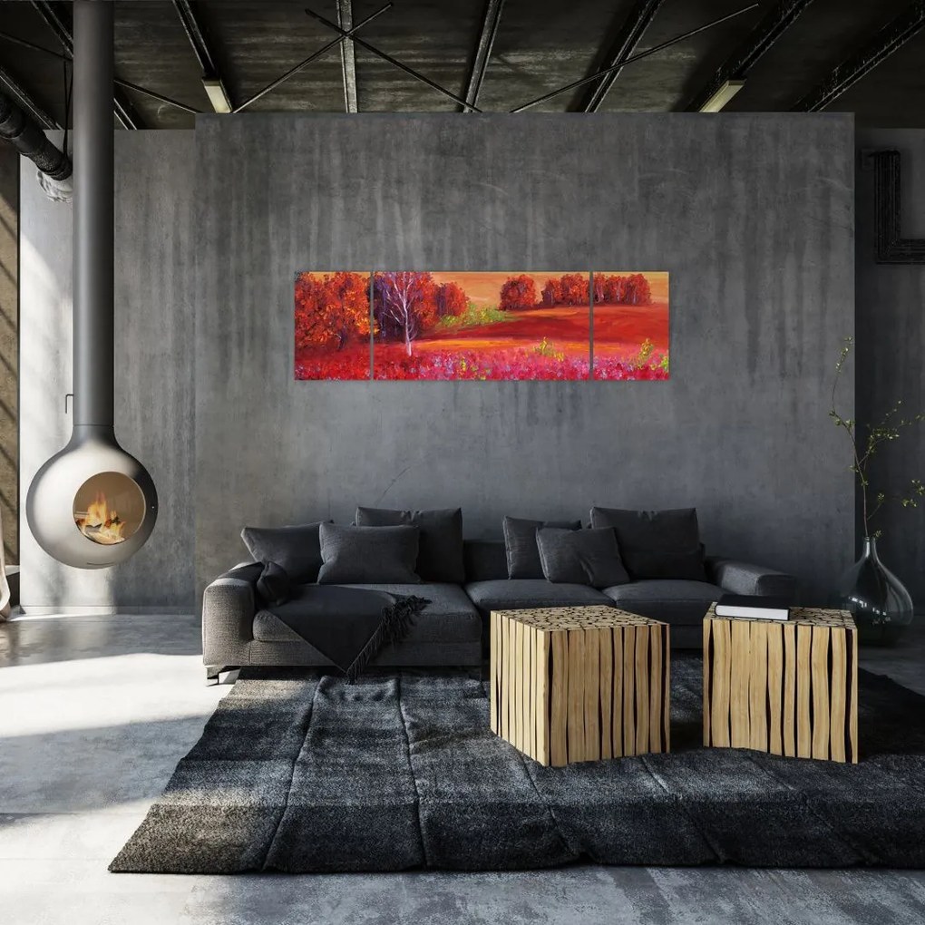Obraz czerwonego krajobrazu (170x50 cm)