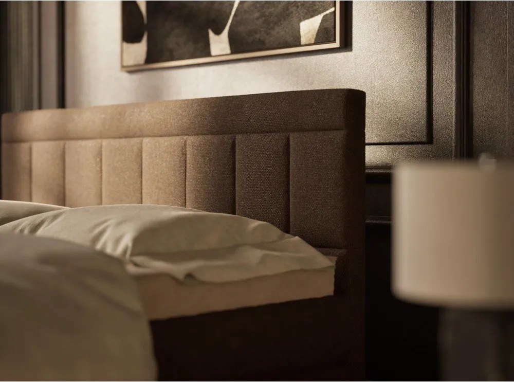 Brązowe łóżko kontynentalne ze schowkiem 160x200 cm Caya – Maison de Rêve