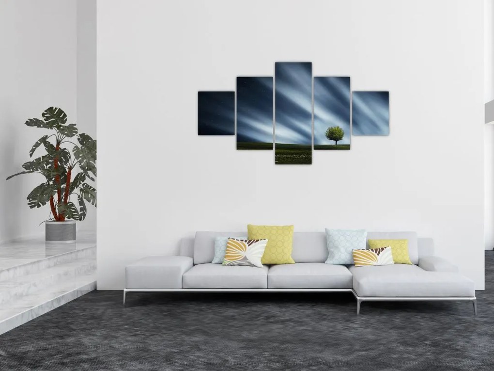 Obraz zorzy polarnej nad wrzosowiskami (125x70 cm)