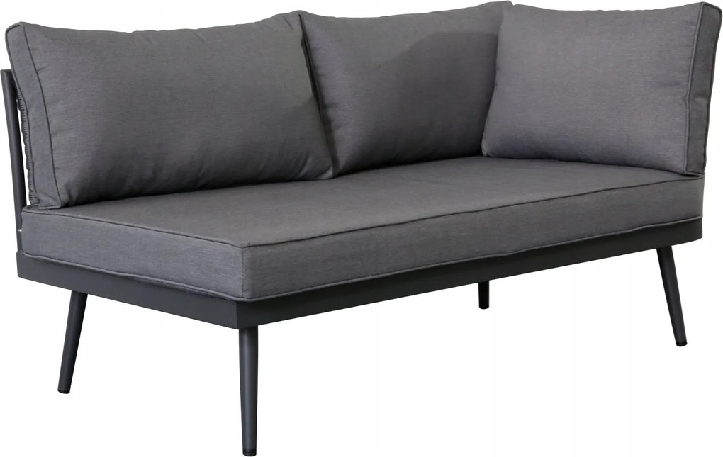 Zestaw mebli ogrodowych szary aluminium narożnik z poduszkami i stolik