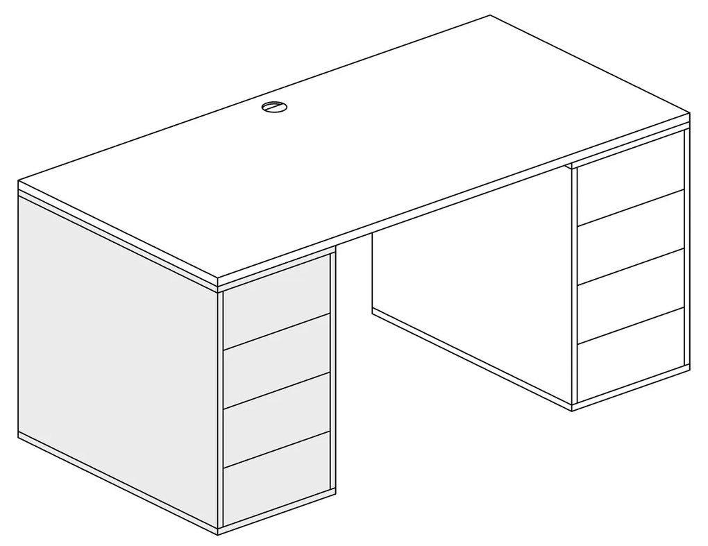 PLAN Kontener biurowy BLOCK Wood, 4 szuflady