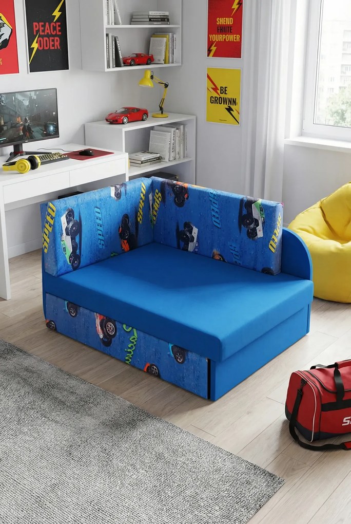 Niebieski rozkładany narożnik w auta L2-B79