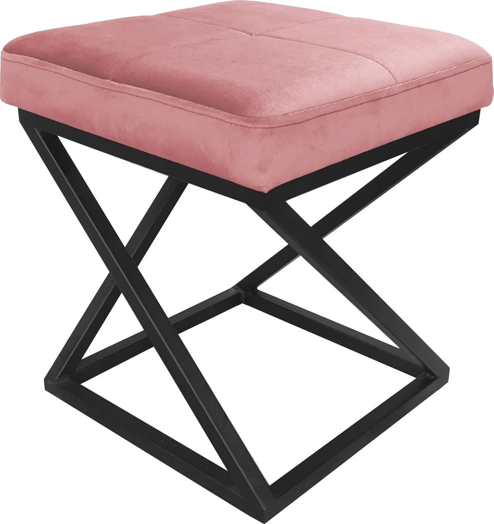 Pufa ZOA tkanina Welur loft ławka podnóżek metal : Kolor Stelaża - Czarny , Kolor tkaniny - VELVET - MG58, Typ tkaniny - Velvet
