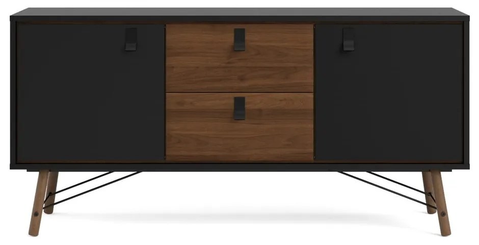 Czarna komoda w dekorze orzecha 150x72x40 cm Ry – Tvilum