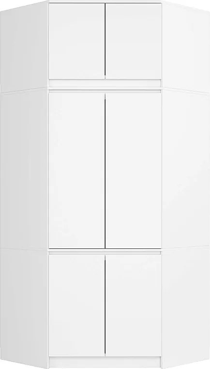 Szafa narożna z nadstawką AKORD S100 Biała 100 cm 6 drzwi kolor Biały mat 9 półek 100x50x235 cm