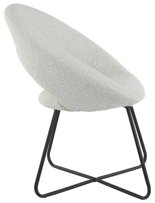 Biały fotel z materiału bouclé Antony – Light & Living