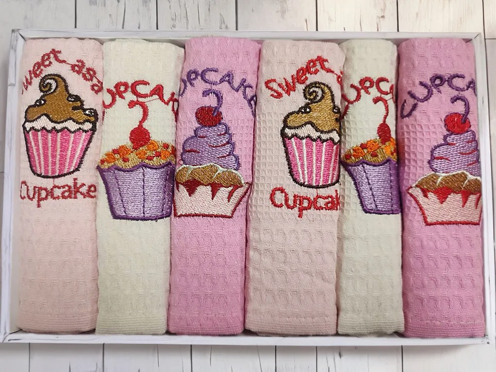 Zestaw prezentowy ściereczek CUPCAKE zestaw 6 szt