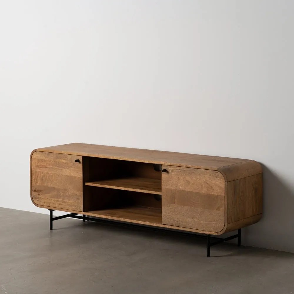 Brązowa szafka pod TV z litego drewna mango 160x55x40 cm Kaya – Ixia