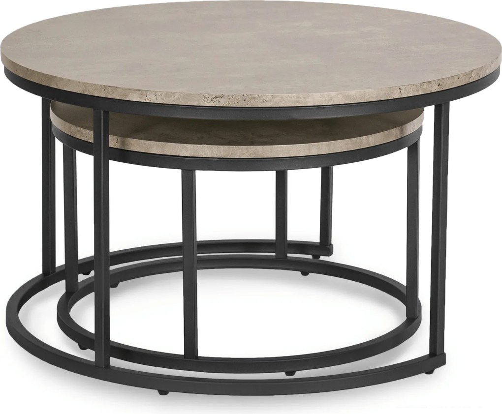 Zestaw Stolików Kawowych ROCKY MAX 60 cm/80 cm Szary Beton Nowoczesny Loft