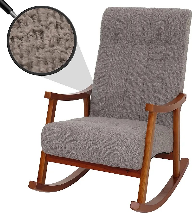 Fotel bujany MCW-K10,  szary, stelaż w kolorze orzecha włoskiego