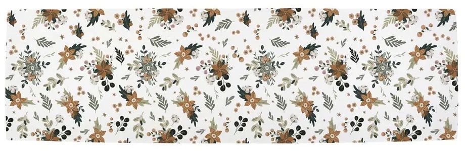 Bawełniany bieżnik ze świątecznym motywem 40x140 cm Festive Flowers – Butter Kings
