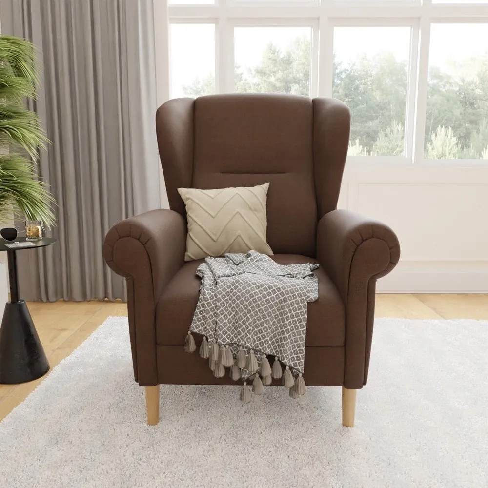 Ciemnobrązowy fotel typu uszak Swan – Ropez