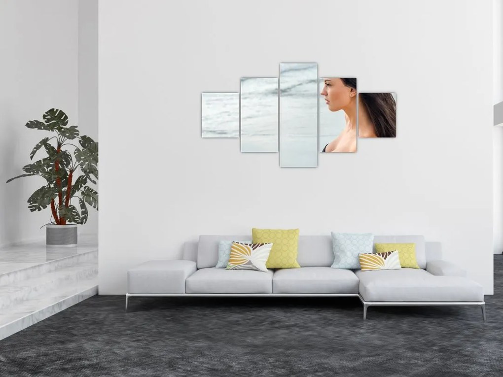 Obraz kobiety na plaży (125x70 cm)