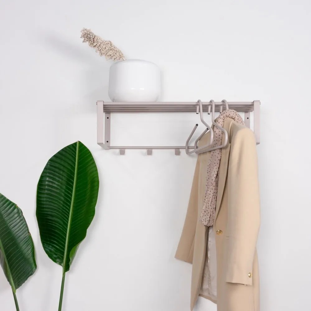 Szarobrązowy metalowy wieszak ścienny z półką 70 cm Rex – Spinder Design