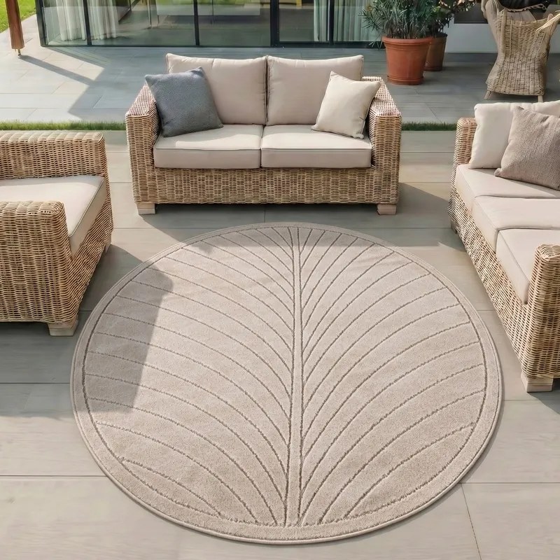 Dywan uniwersalny Nova 3D Liść beżowy koło 80 cm x 80 cm