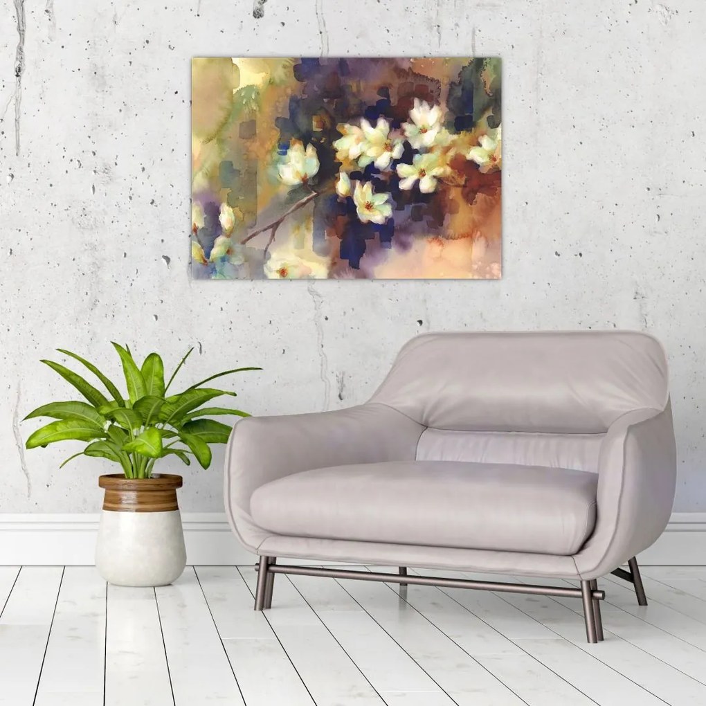 Obraz - Białe magnolie, malarstwo (70x50 cm)