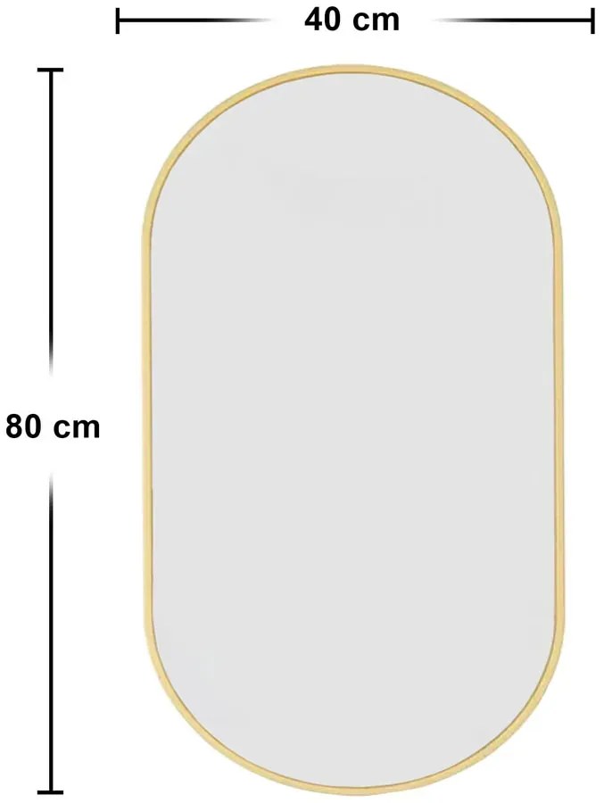 Złote ścienne lustro owalne 80x40 cm K4-T12