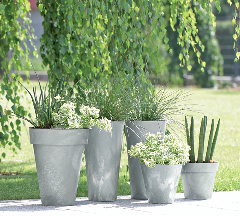 Donica ogrodowa wysoka Tubus Slim Beton Effect 57 cm beton PROSPERPLAST