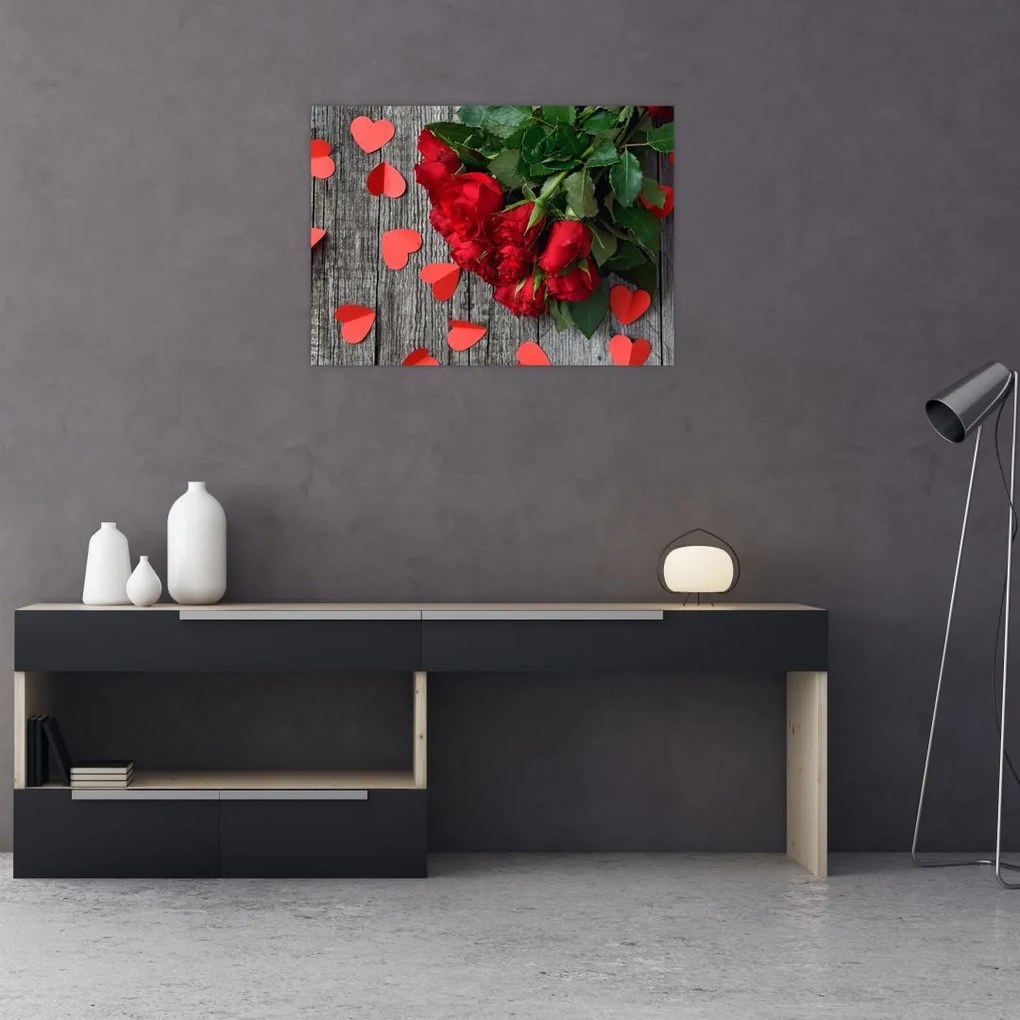 Obraz na szkle - bukiet róż (70x50 cm)