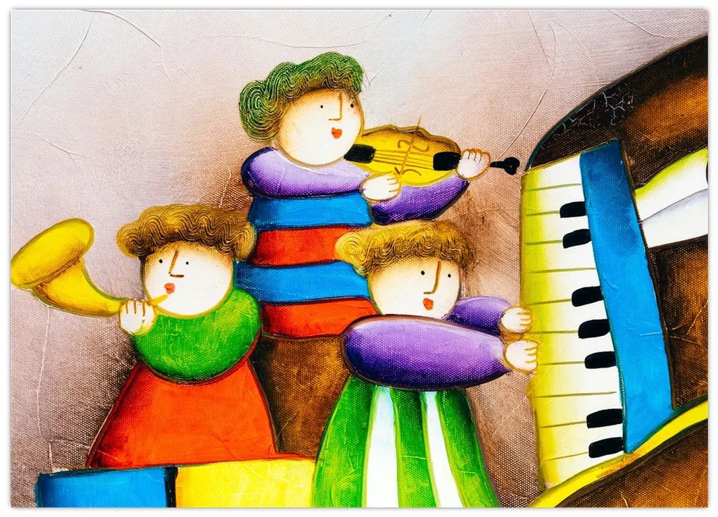 Obraz na szkle - Muzycy, malarstwo (70x50 cm)