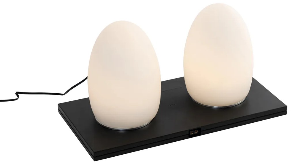 Zestaw 2 białych lamp stołowych RGBW z możliwością ładowania - Eggo
