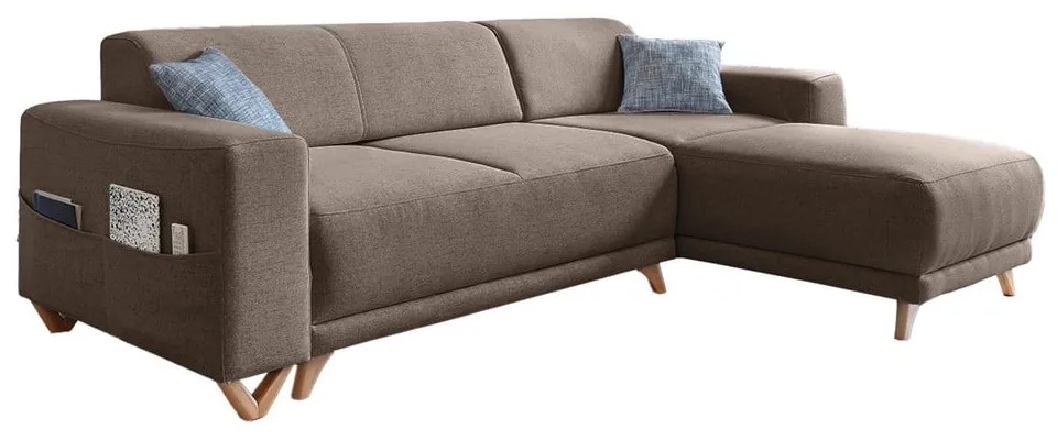 Brązowy rozkładany/ze schowkiem narożnik Classy Sophie – Miuform