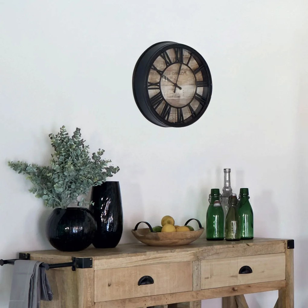 Zegar ścienny Vintage Ø 39 cm, wskazówkowy, okrągły, rzymskie cyfry