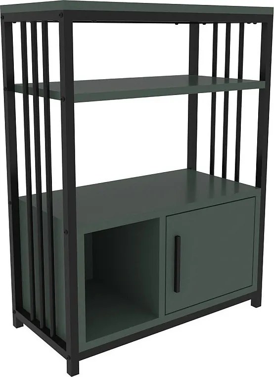 Elegancki zielono-czarny regał na książki, 60 x 80 x 29,6 cm | Płyta wiórowa pokryta melaminą w 100%, grubość 18 mm | Idealny do nowoczesneg