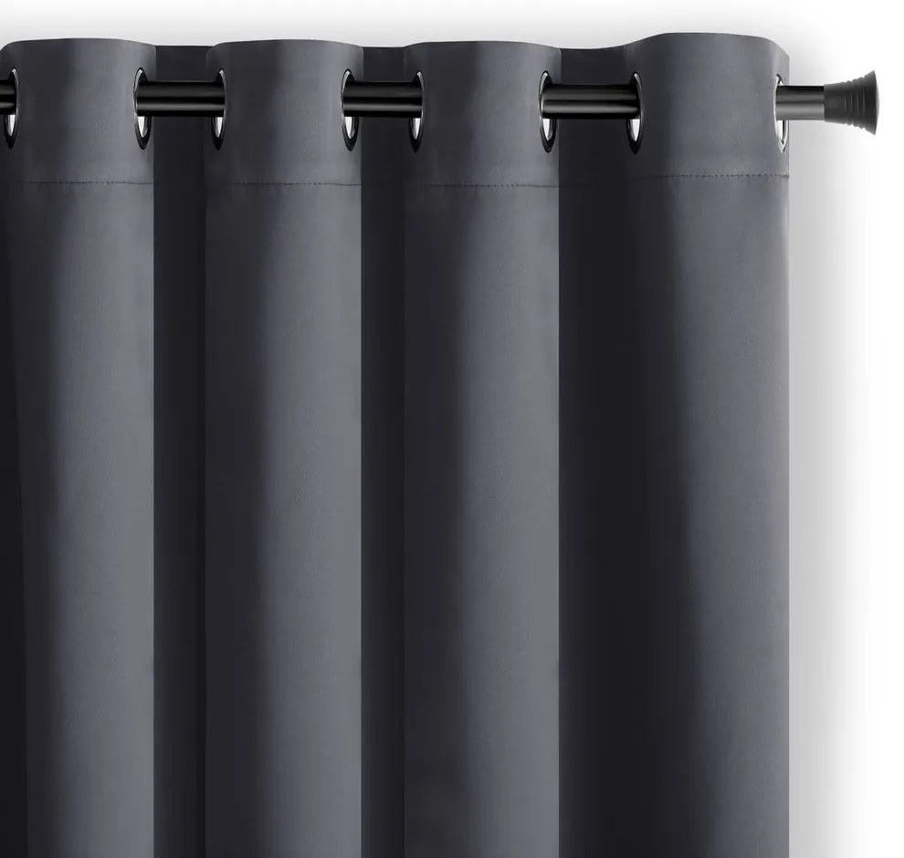 Ciemnoszara zasłona zaciemniająca 140x245 cm Eyelets – Restilo