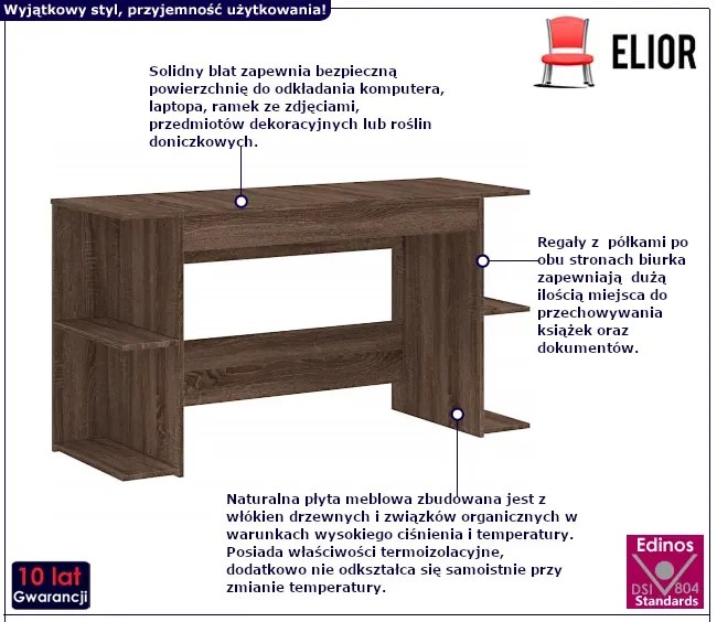 Długie biurko w kolorze brązowego dębu N1-T91