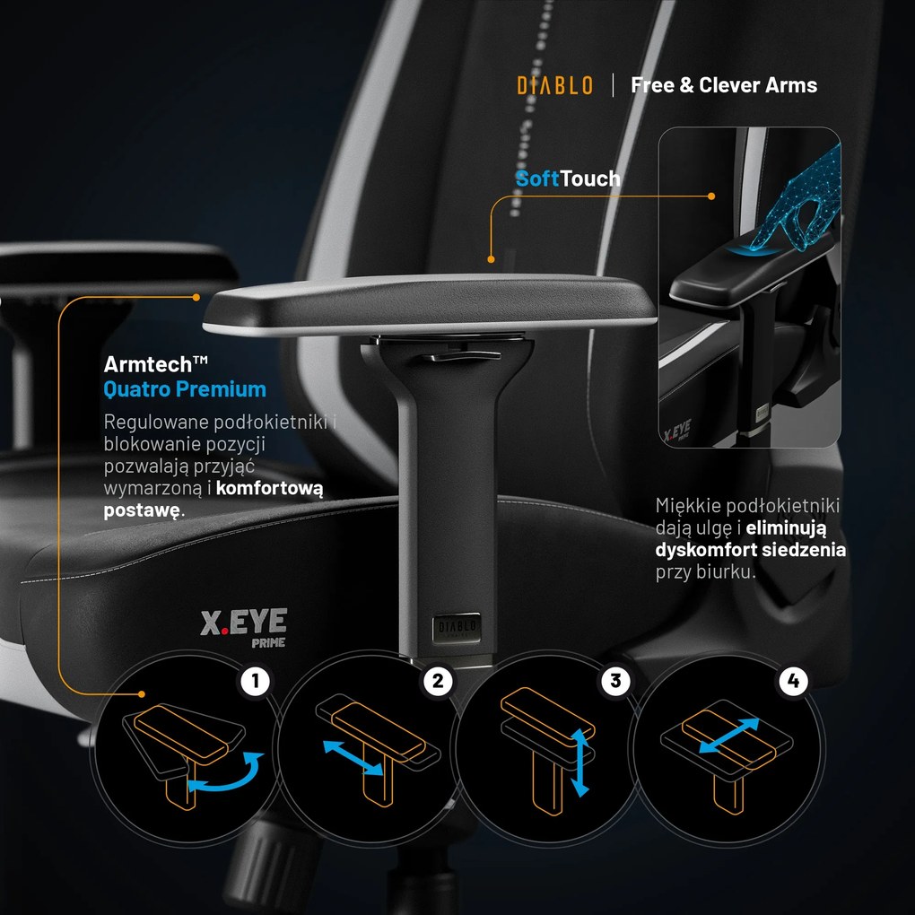 Fotel gamingowy Diablo X.Eye Prime, Normal Size, Burned Black