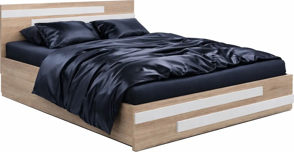 Skandynawskie łóżko z materacem dąb sonoma 120x200 cm H6-R60