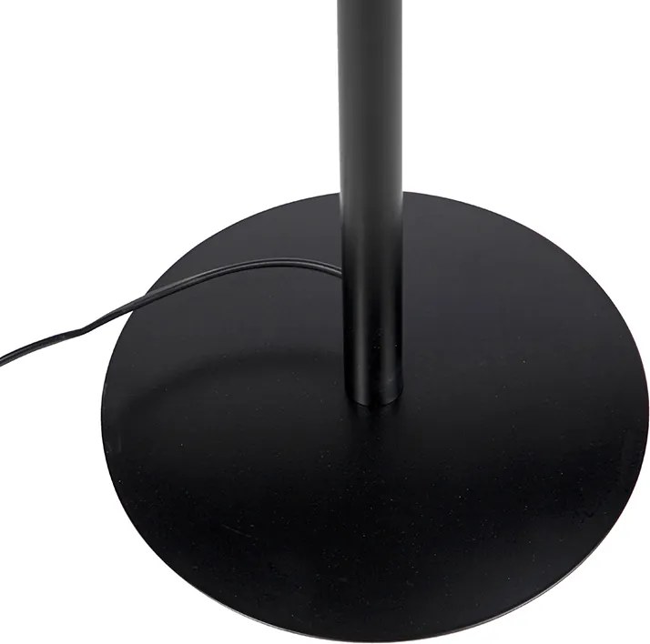 Lampa stojąca retro czarna z abażurem w stylu babci w kolorze różowym 45 cm - Simplo