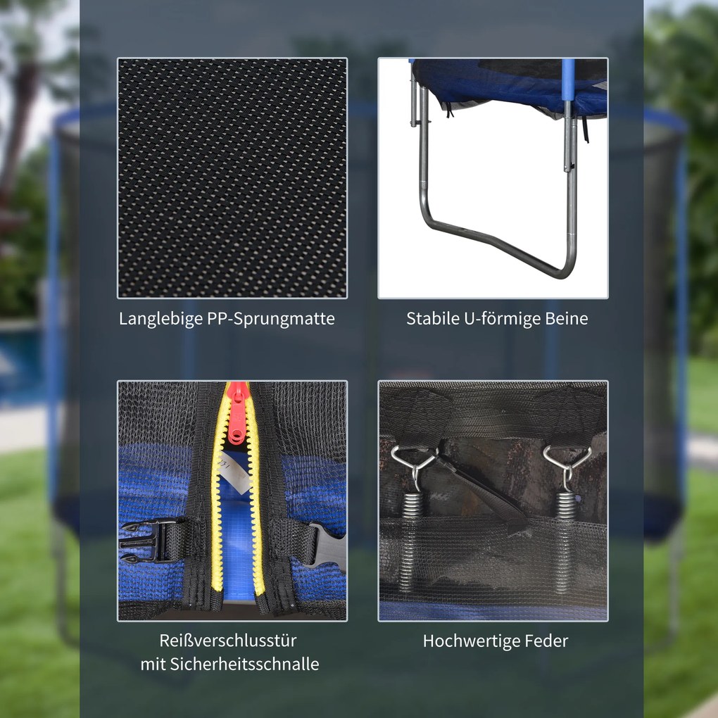 Trampolina z siatką zabezpieczającą Trampolina ogrodowa Stal Ø 305 x wys. 248 cm | Aosom.pl